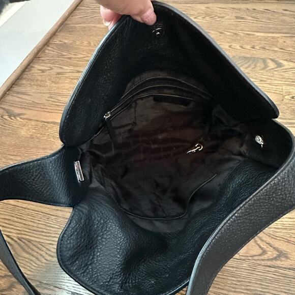 Michael Kors Black Leather Silver Studed Shoulder Bag - Picture 8 of 11